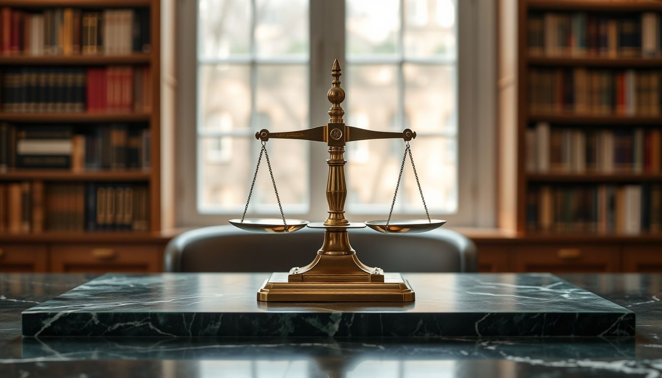 Antique brass balance scale on marble in a London study, representing US UK double taxation, the tax treaty and foreign tax credits