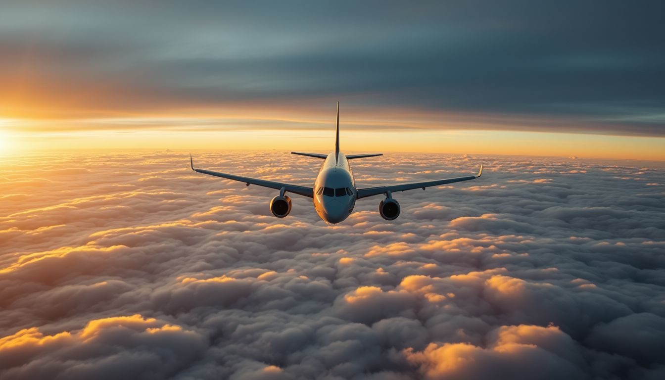 Passenger jet above Atlantic clouds at sunset, illustrating US UK tax residence rules when moving between the US and UK